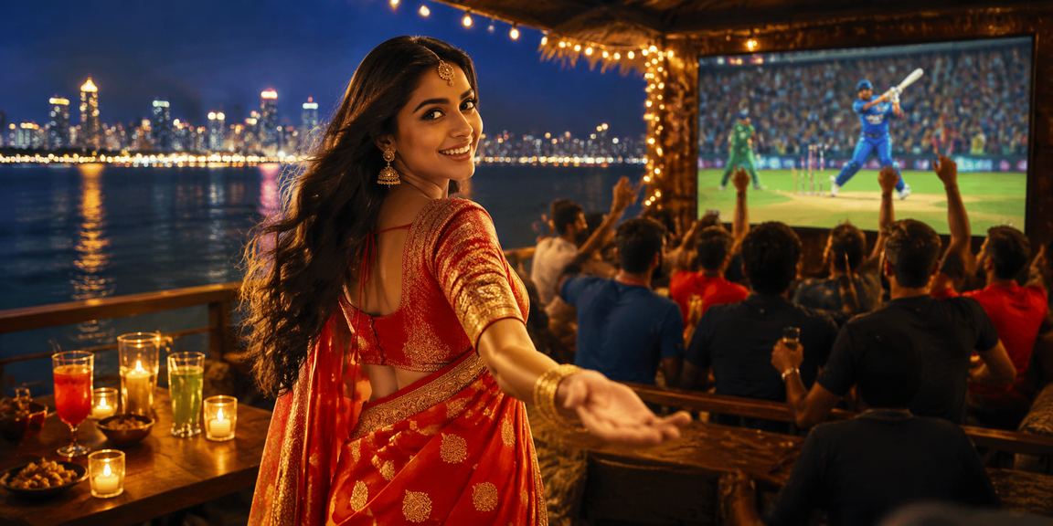 Live casino players watching cricket on screen with dealers