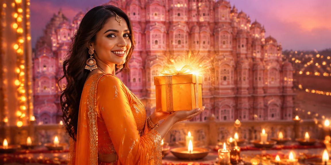 Mobile player enjoying rummy game app during Diwali festival in Jaipur